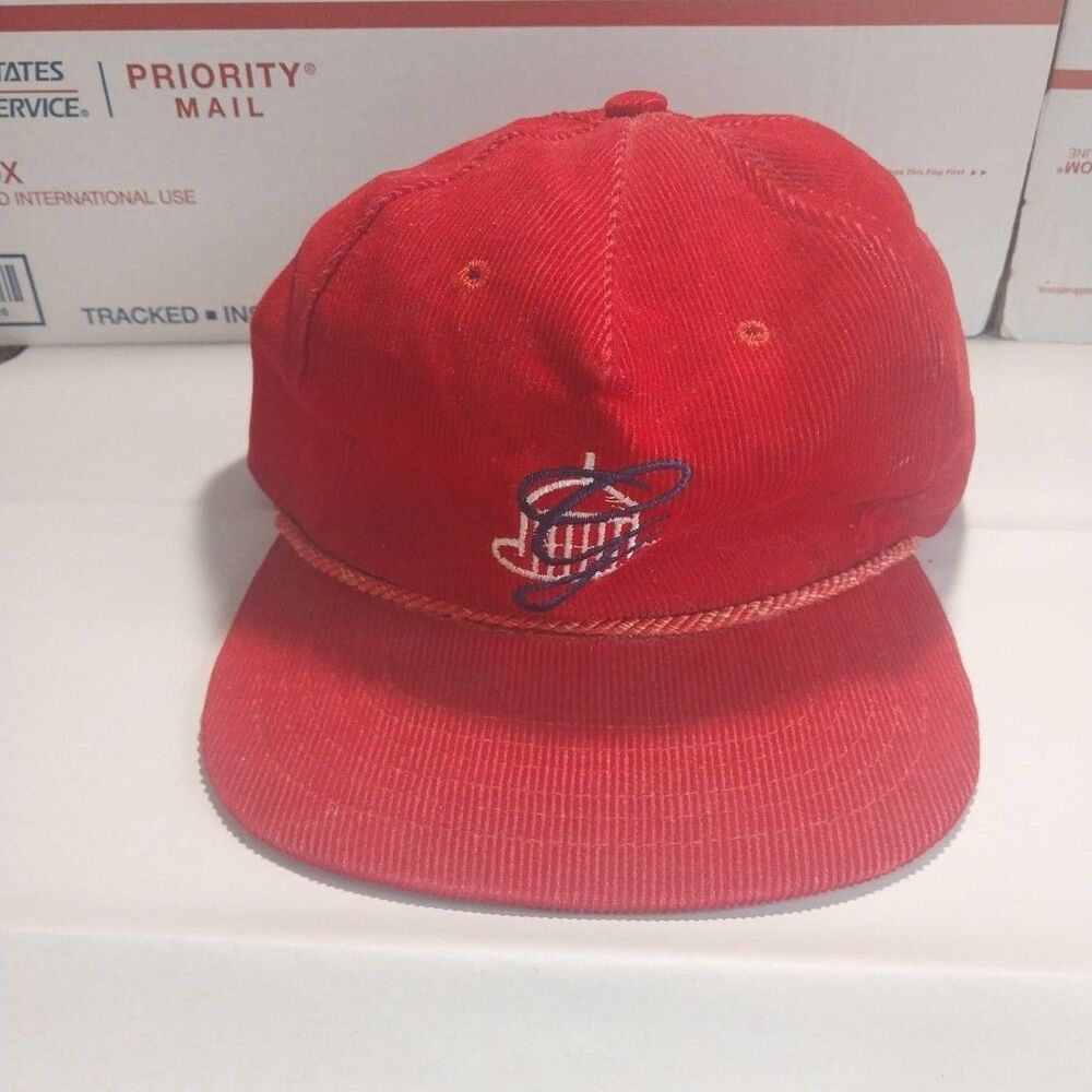 Red Corduroy Hat With A G On It